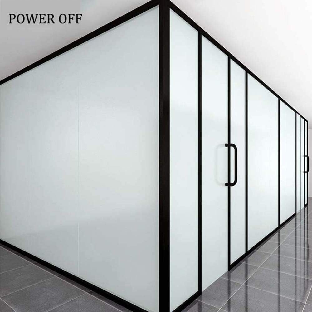 Switchable window film switching from clear to frosted